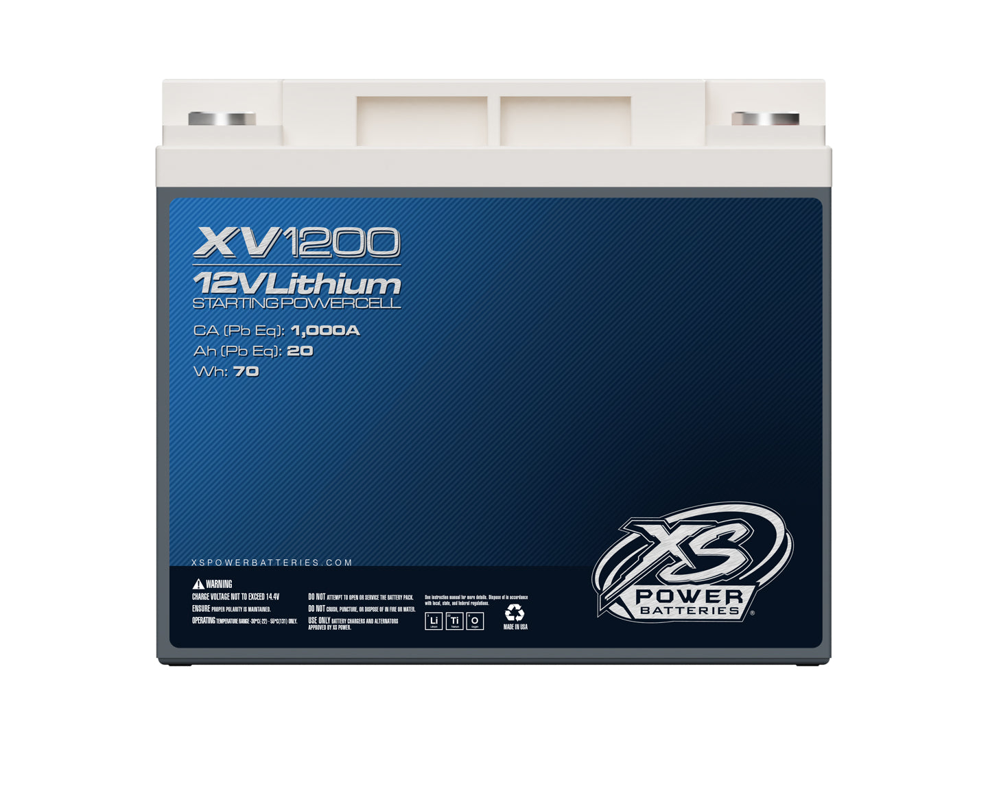 XV1200 XS Power 12VDC Lithium LTO Underhood-Safe Vehicle Battery 1500W 70Wh