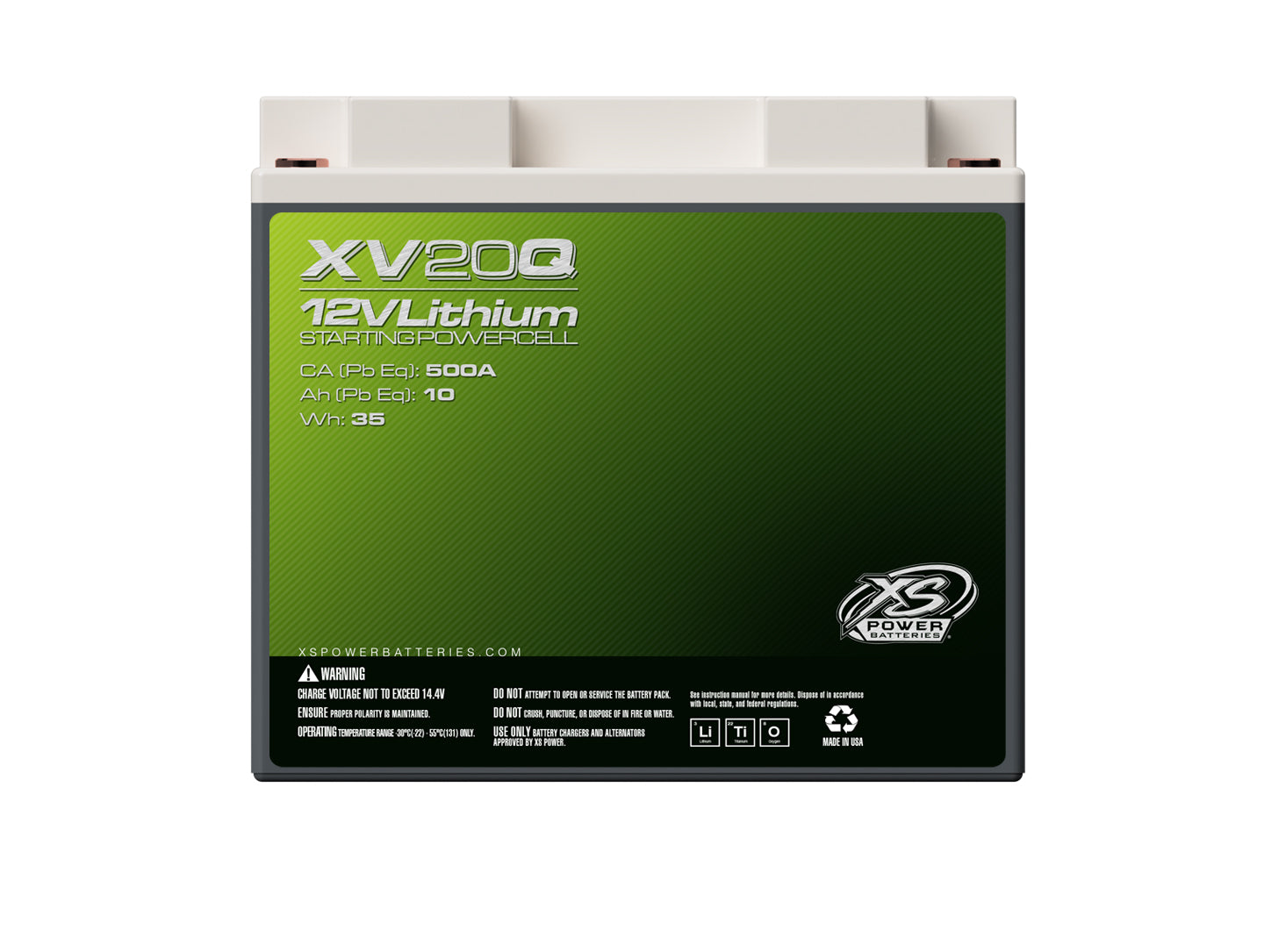 XV20Q XS Power 12VDC Group 20L Lithium LTO Underhood-Safe Vehicle Battery 750W 35Wh