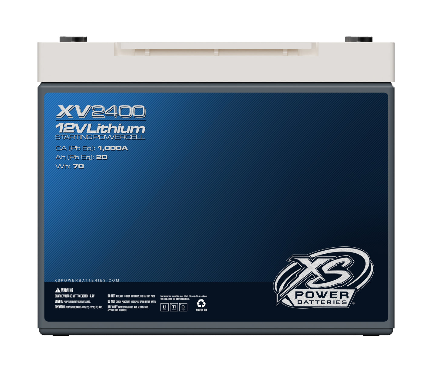 XV2400 XS Power 12VDC Group 24 Lithium LTO Underhood-Safe Vehicle Battery 1500W 70Wh