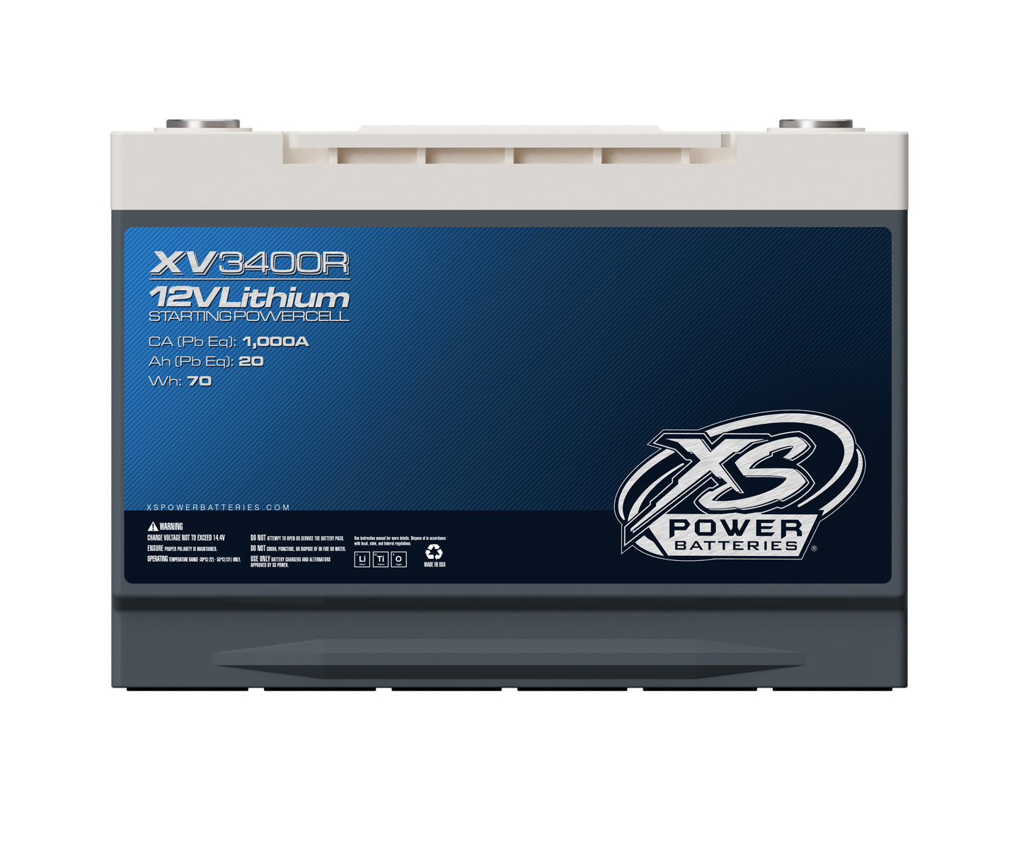 XV3400R XS Power 12VDC Group 34R Lithium LTO Underhood-Safe Vehicle Battery 1500W 70Wh