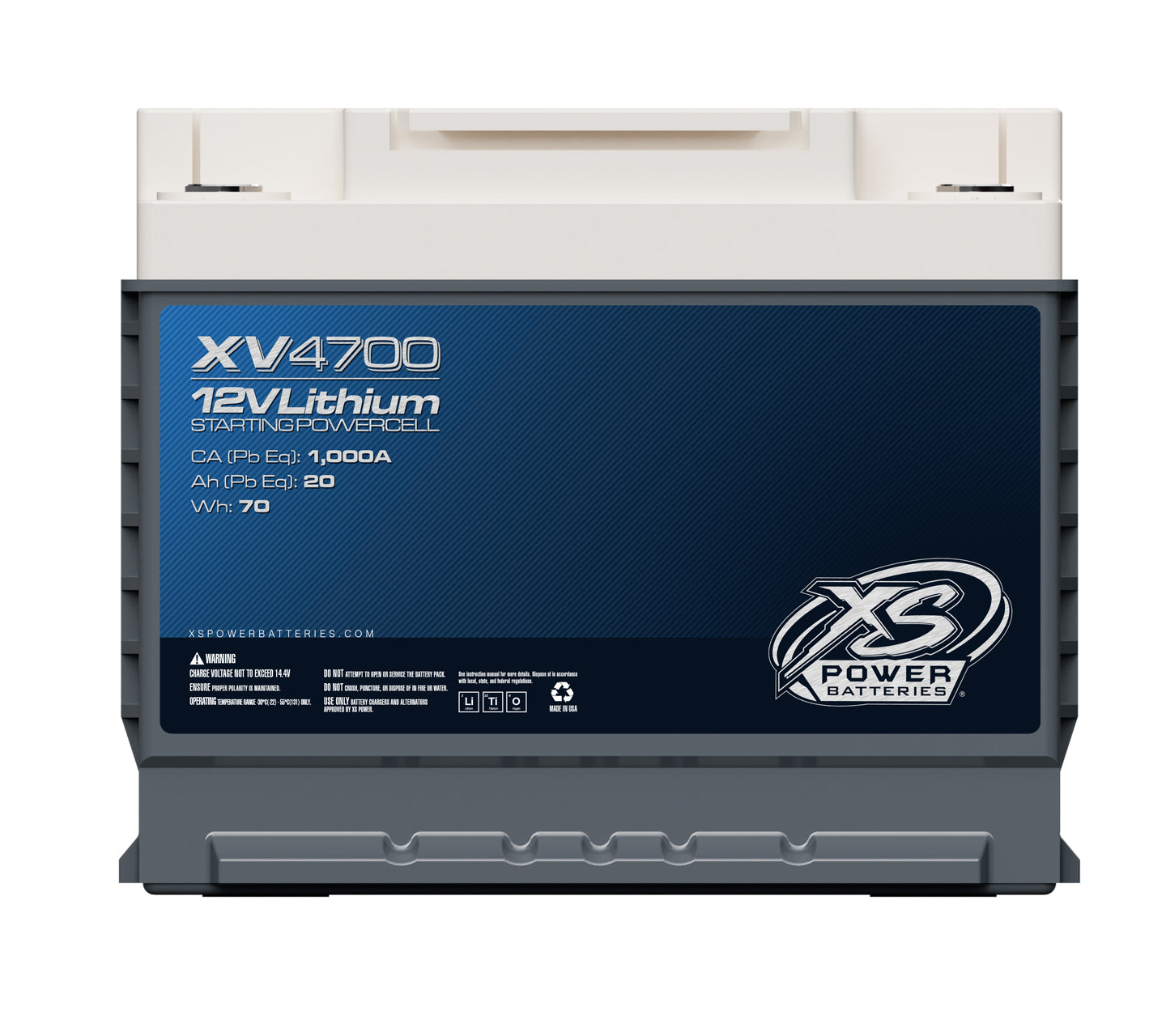 XV4700 XS Power 12VDC Group 47 Lithium LTO Underhood-Safe Battery 1500W 70Wh