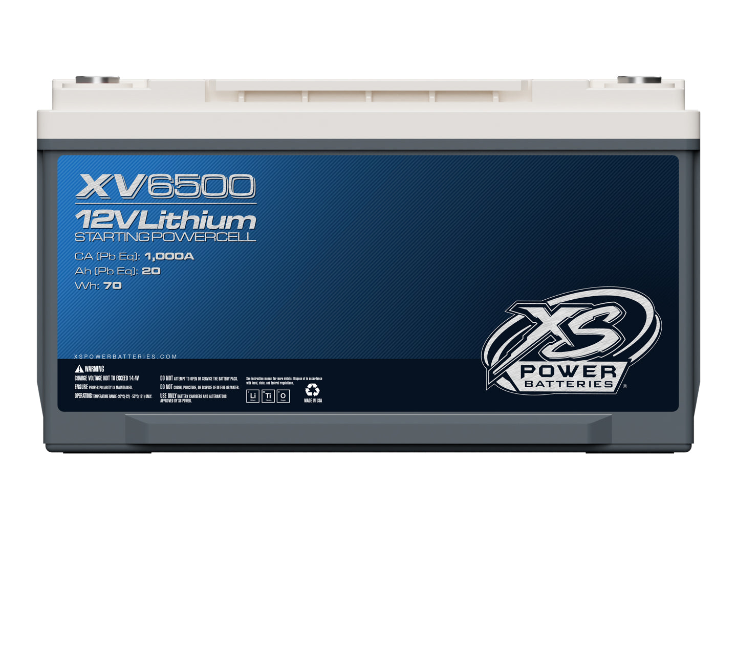 XV6500 XS Power 12VDC Group 65 Lithium LTO Underhood-Safe Vehicle Battery 1500W 70Wh