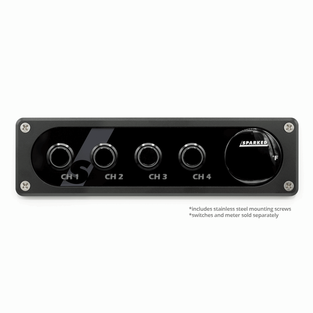 Black Single DIN Aluminum Switch and Voltmeter Panel - DIN - SWP - BK - Sparked Innovations