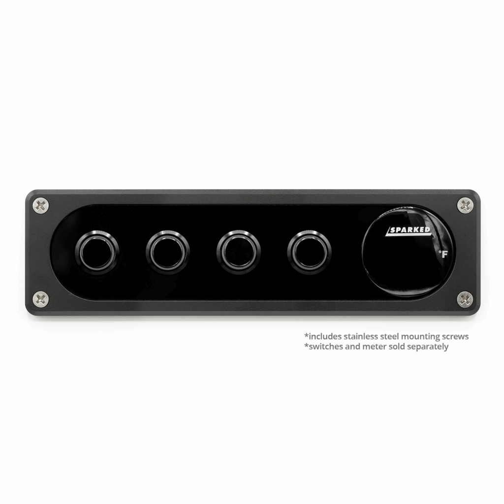 Black Single DIN Aluminum Switch And Voltmeter Panel - No Labels - DIN - SWP - BK - NOLAB - Sparked Innovations