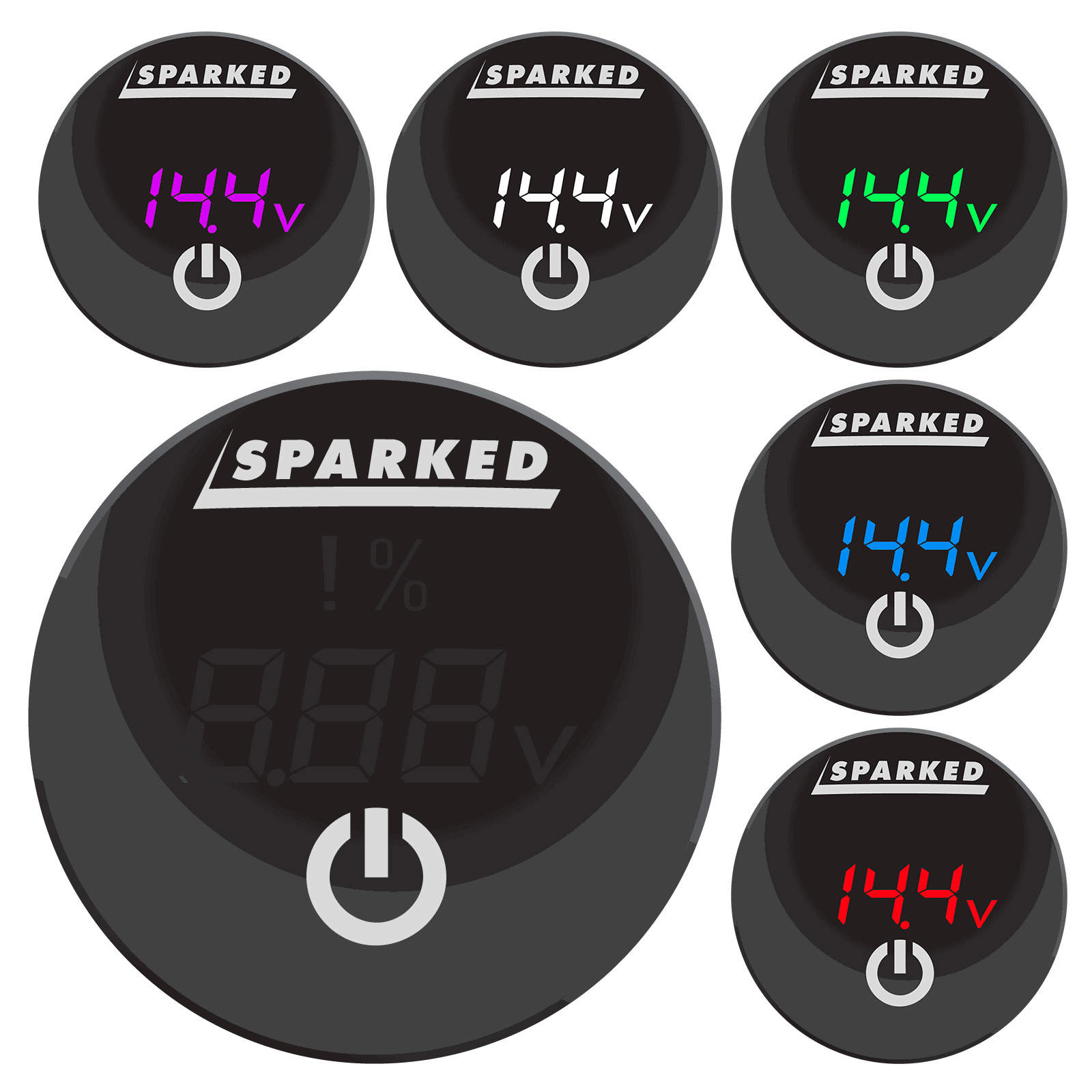 DC Voltmeter Battery Capacity Monitor Gauge with Onboard Capacitive Touch Switch - Purple - YJ - DS4011 - PR - Sparked Innovations