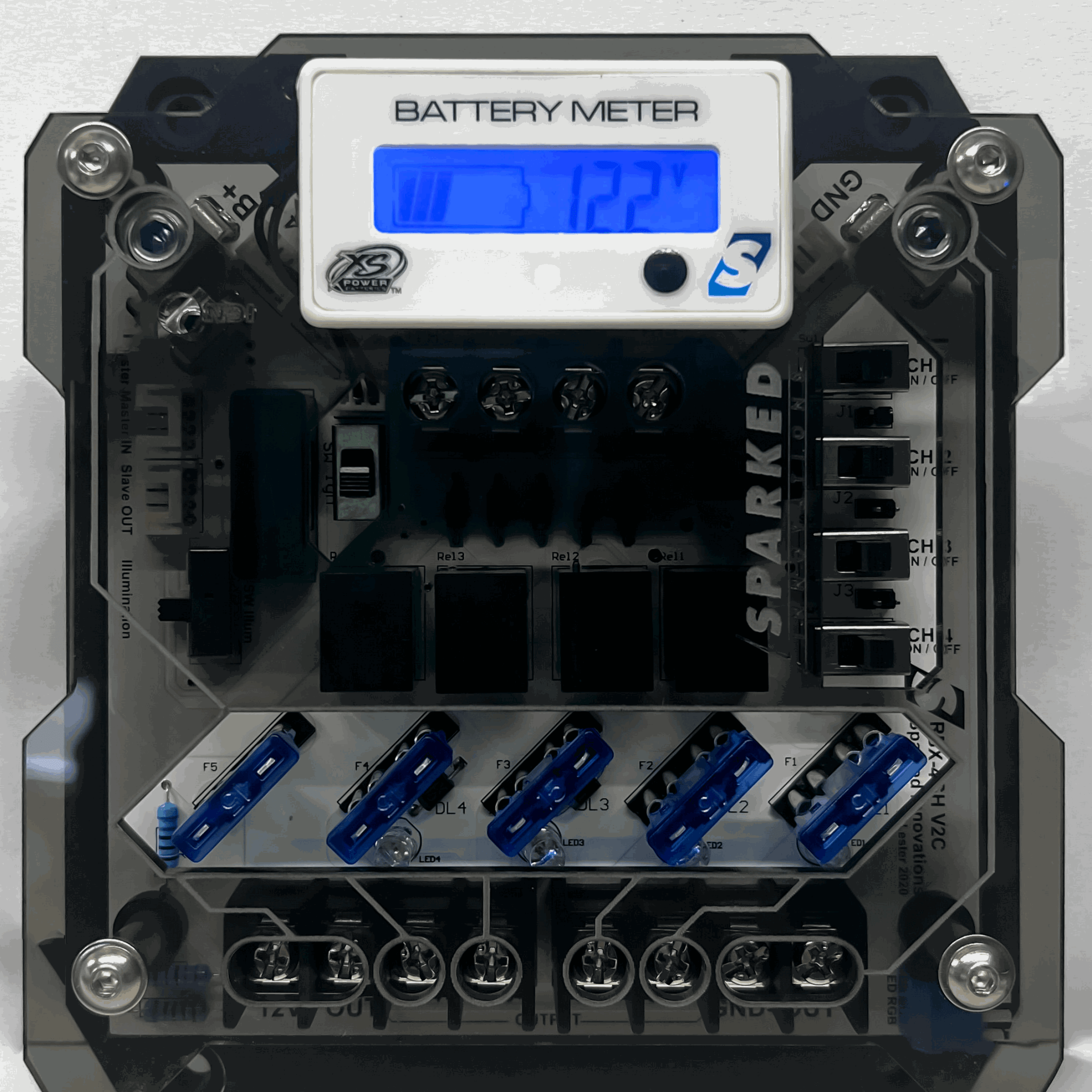 Integrated XS Power Voltmeter Battery Monitor RBX - 4CH Relay Box - RBX - VM - XSP - Sparked Innovations