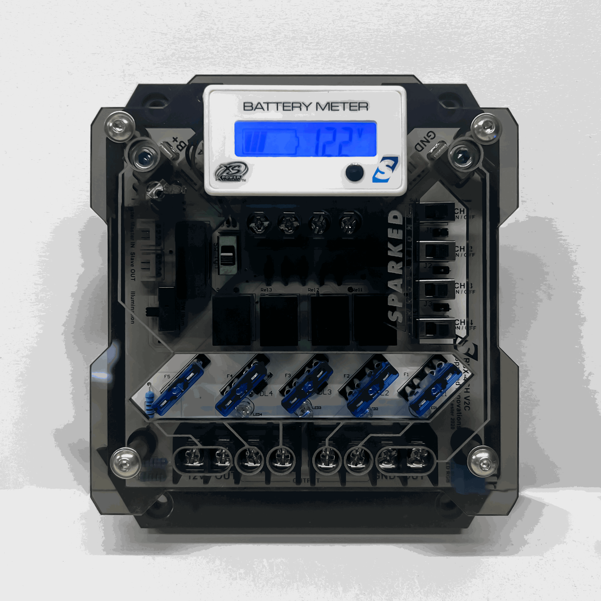 Integrated XS Power Voltmeter Battery Monitor RBX - 4CH Relay Box - RBX - VM - XSP - Sparked Innovations