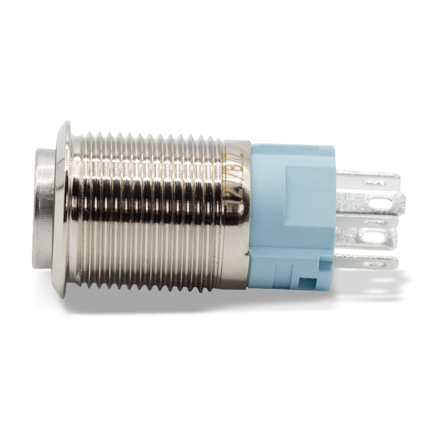 Latching Aluminum SPL 12V Pushbutton Switch SPDT - Blue - A16 - 11SPL - BL - Sparked Innovations