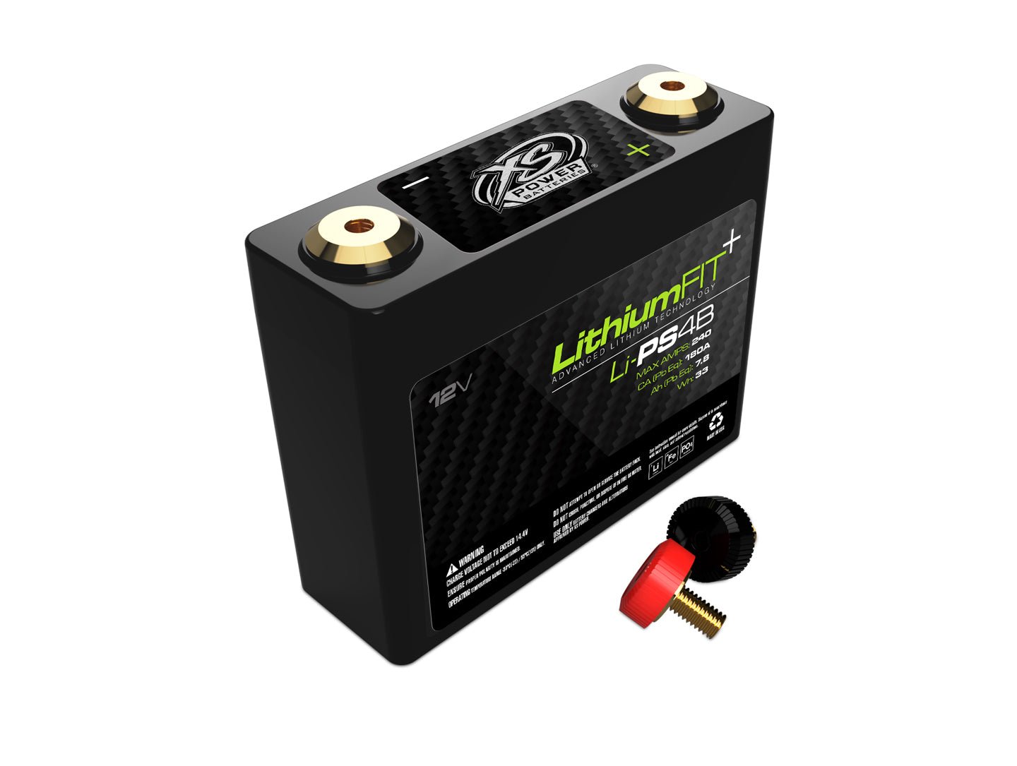 Li - PS4B XS Power 12VDC Lithium Powersports Vehicle Battery 240A 2.6Ah - Li - PS4B - Sparked Innovations