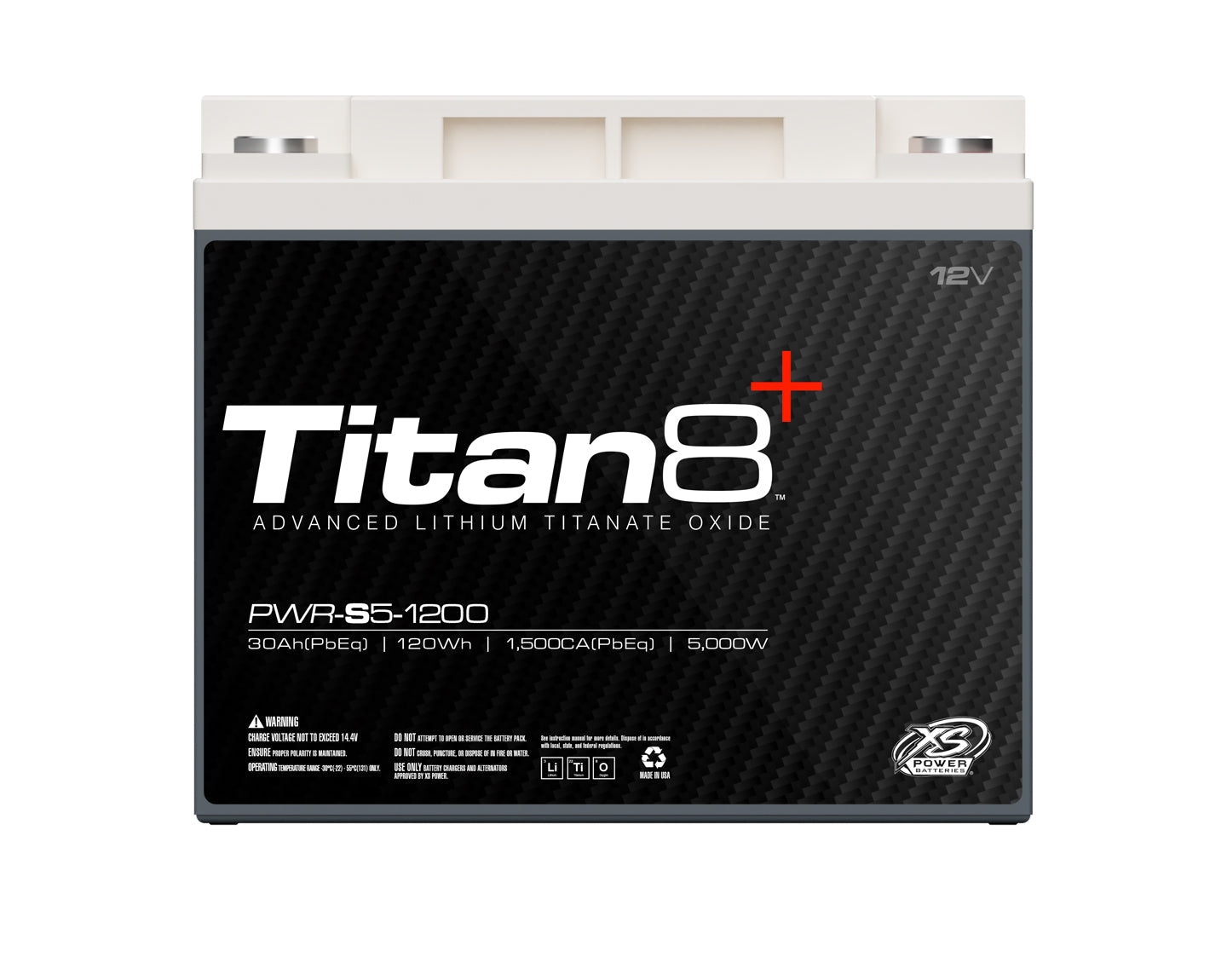 PWR - S5 - 1200 XS Power Titan8 12VDC Lithium LTO Car Audio Vehicle Battery 5000W 120Wh - PWR - S5 - 1200 - Sparked Innovations