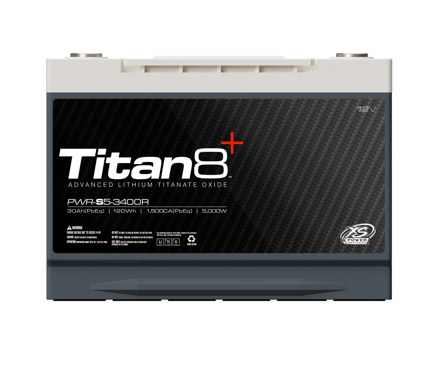 PWR - S5 - 3400R XS Power Titan8 12VDC Group 34R Lithium LTO Car Audio Vehicle Battery 5000W 120Wh - PWR - S5 - 3400R - Sparked Innovations