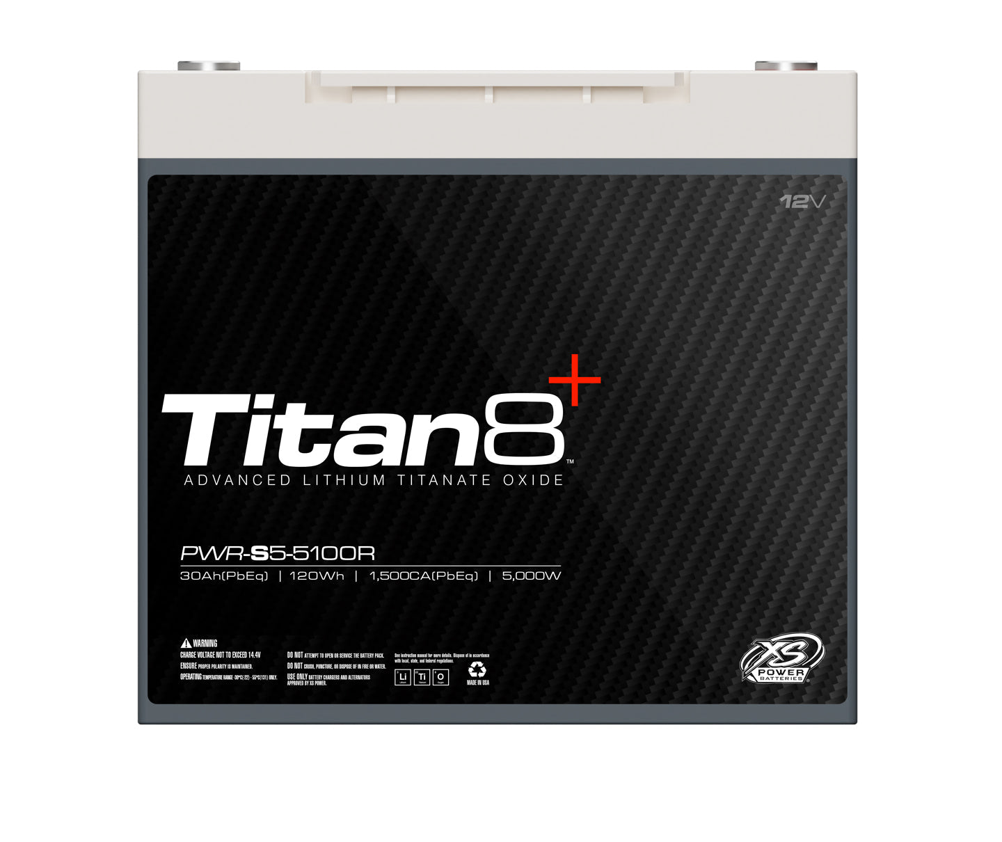 PWR - S5 - 5100R XS Power Titan8 12VDC Group 51R Lithium LTO Car Audio Vehicle Battery 5000W 120Wh - PWR - S5 - 5100R - Sparked Innovations