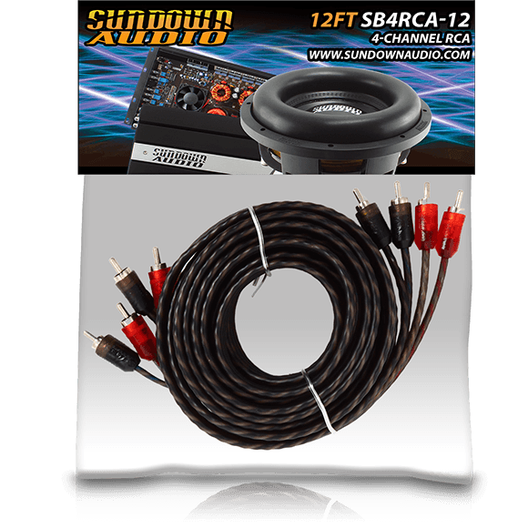 SB4-12FT 4-Channel RCA Interconnect Cables - Sundown Audio