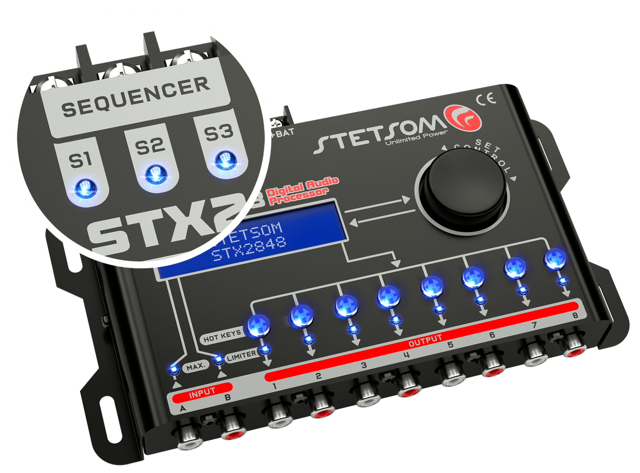 Stetsom STX2848 DSP Crossover Equalizer Eight - Channel Full Digital Signal Processor (Sequencer) 2.8 - STX2848 - Sparked Innovations