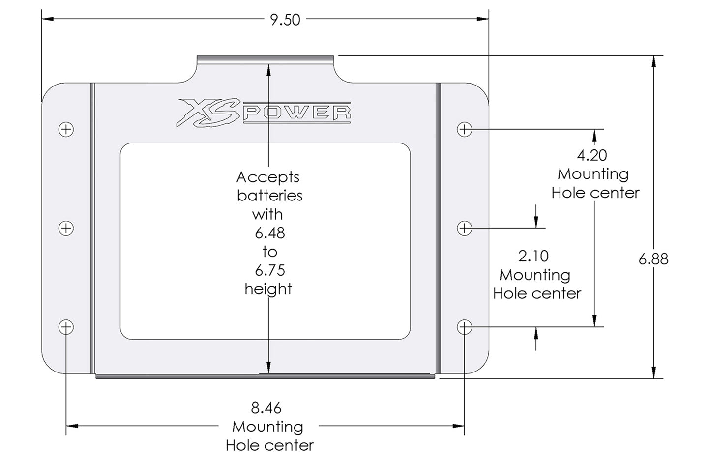 XS Power 511 680 Series and XP750 Side Vehicle Battery Mount Box Window - 511 - Sparked Innovations