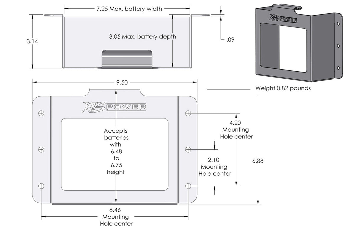 XS Power 511 680 Series and XP750 Side Vehicle Battery Mount Box Window - 511 - Sparked Innovations