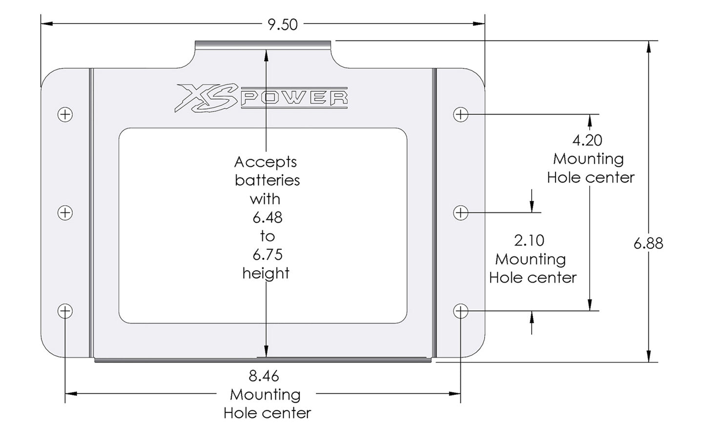 XS Power 514 545 Series Side Vehicle Battery Mount Box no Window - 514 - Sparked Innovations