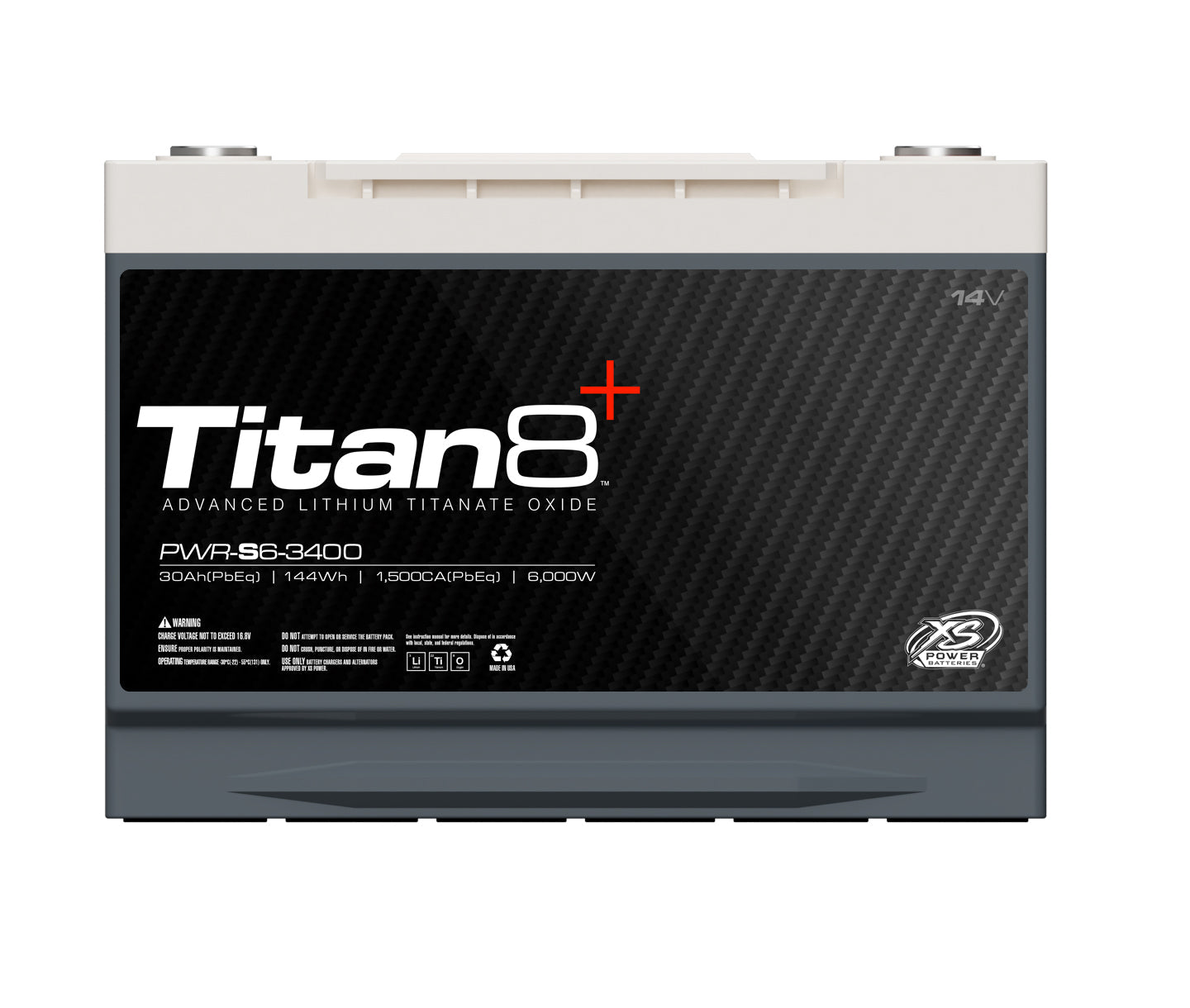 XS Power Titan 8+ 14V PWR - S6 - 3400 Lithium Titanate Oxide (LTO) Vehicle Battery - 5000W - PWR - S6 - 3400 - Sparked Innovations