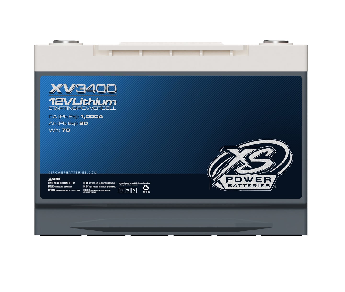 XV3400 XS Power 12VDC Group 34 Lithium LTO Underhood - Safe Vehicle Battery 1500W 70Wh - XV3400 - Sparked Innovations