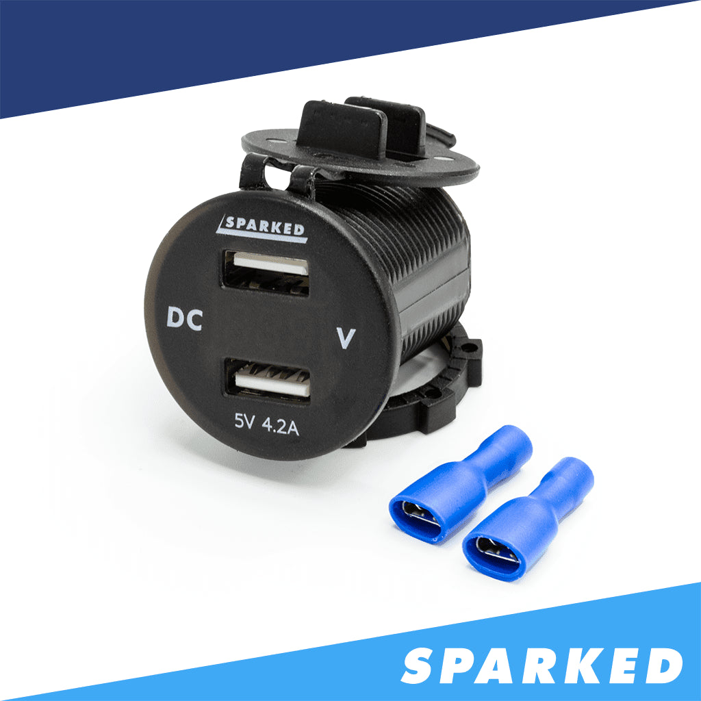 12V USB Charger Voltmeter 5V DC Sparked Innovations open front cover
