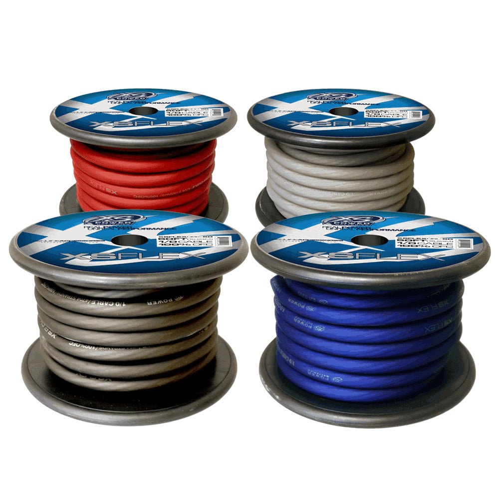 XS Power 1/0 AWG Gauge XS Flex 100% Oxygen Free Tinned Copper Power and Ground Cable 50ft Spool Electrical Wire - Iced Clear - XSFLEX0CL - 50 - Sparked Innovations