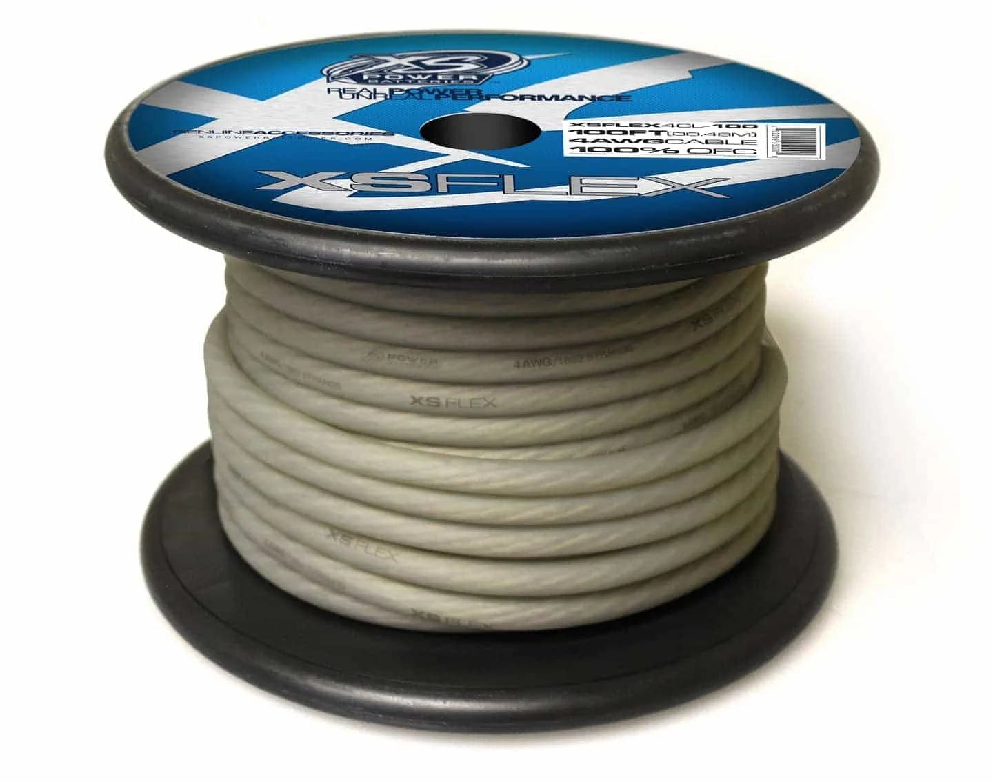 XS Power 4 AWG Gauge XS Flex 100% Oxygen Free Tinned Copper Power and Ground Cable 100ft Spool Electrical Wire - Iced Clear - XSFLEX4CL - 100 - Sparked Innovations