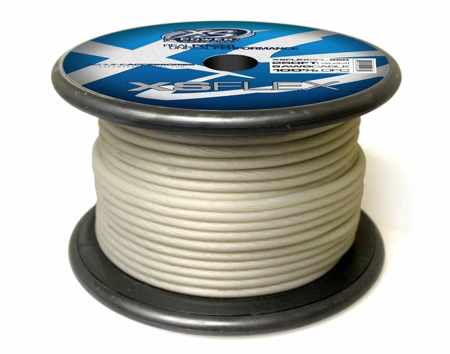 XS Power 8 AWG Gauge XS Flex 100% Oxygen Free Tinned Copper Power and Ground Cable 250ft Spool Electrical Wire - Iced Clear - XSFLEX8CL - 250 - Sparked Innovations